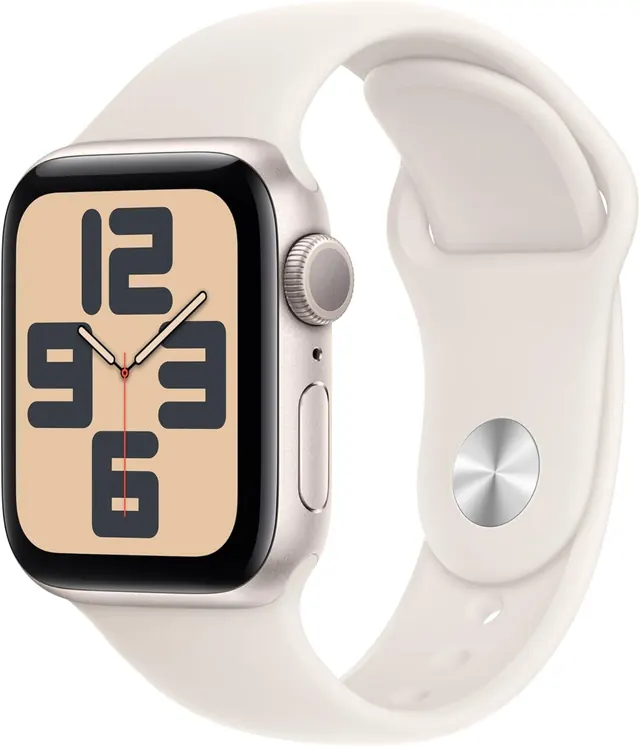 Apple Watch SE (2nd Gen) GPS 40mm Smartwatch, Starlight Aluminum Case, Starlight Sport Band S/M
