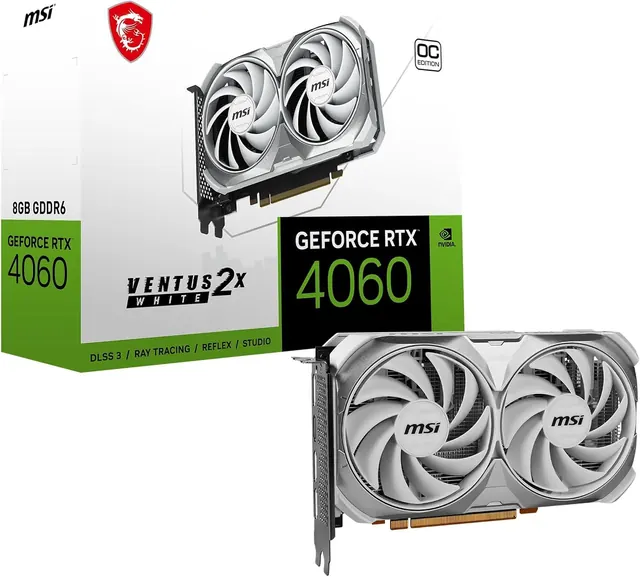 MSI GeForce RTX 4060 VENTUS 2X WHITE 8G OC: 8GB GDDR6, 2505 MHz, White