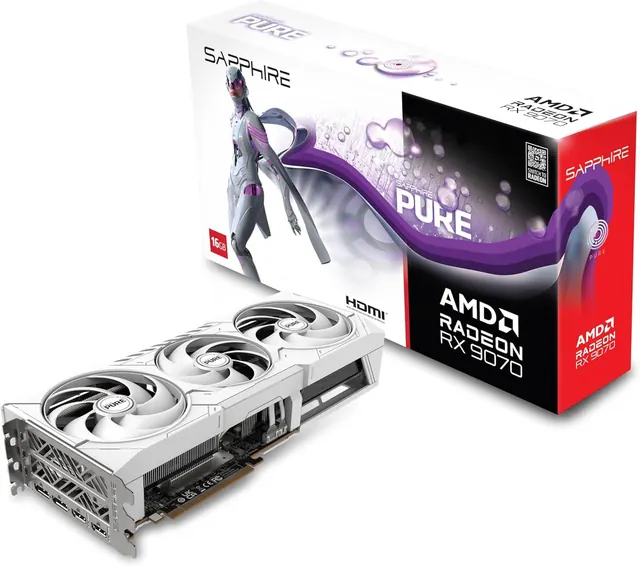 Sapphire Radeon RX 9070 PURE OC: 16GB GDDR6, 256-bit, 2x HDMI, 2x DisplayPort