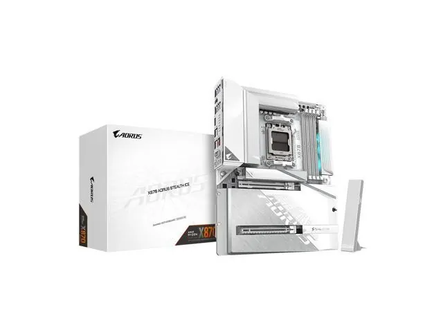 Gigabyte X870 AORUS STEALTH ICE: ATX, AM5, DDR5, PCIe 5.0, 4x M.2, WiFi 7
