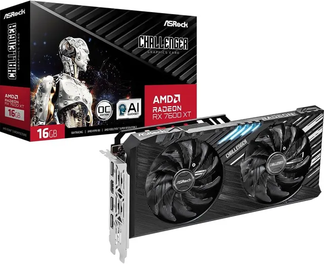 ASRock Radeon RX 7600 XT Challenger OC: 16GB GDDR6, Desktop GPU