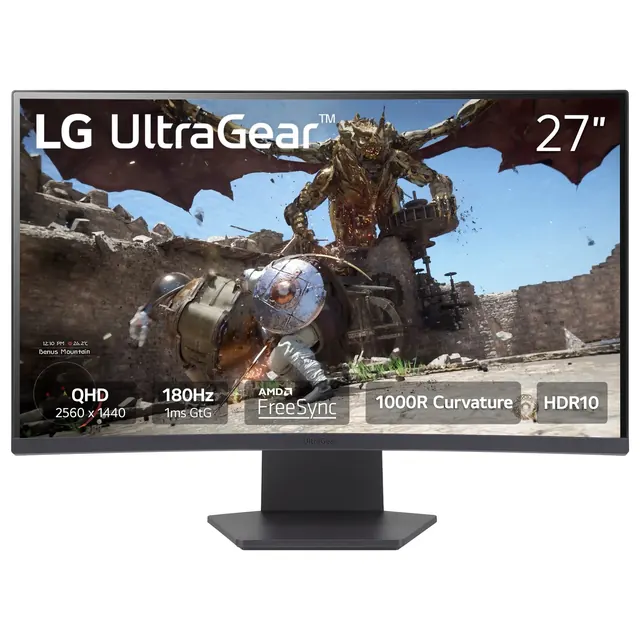 LG 27GS60QC-B: 27-inch QHD, 180Hz, Curved Black Monitor
