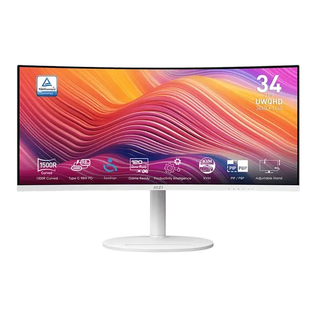 MSI Modern MD342CQPW: 34-inch UWQHD, 120Hz, Curved VA, White