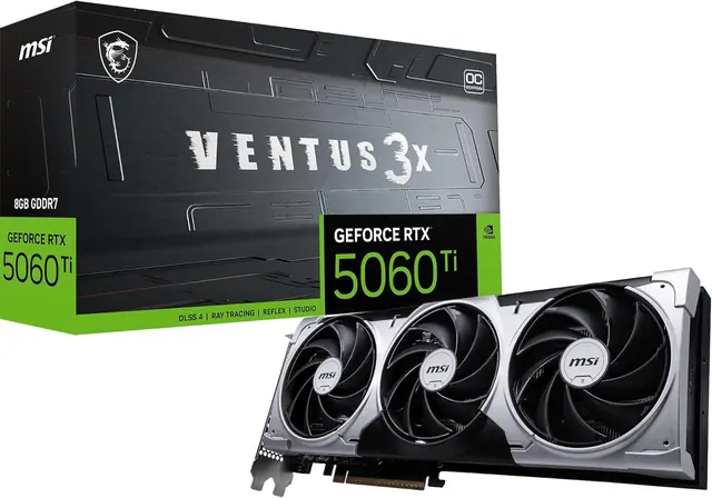 MSI GeForce RTX 5060 Ti VENTUS 3X OC: 8GB GDDR7, 2602 MHz, HDMI 2.1b, 3x DisplayPort 2.1b