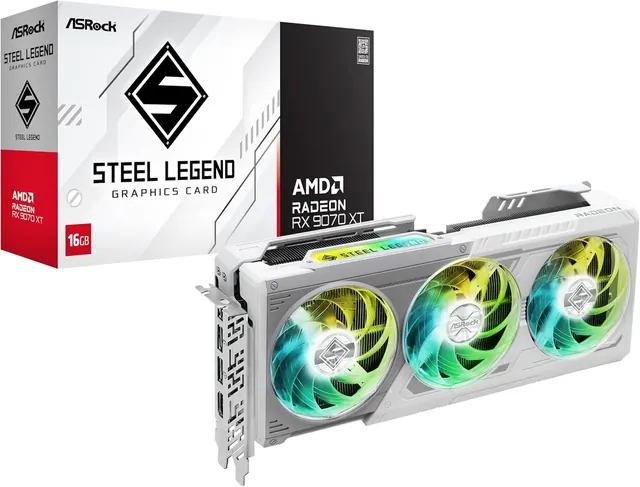 ASRock Radeon RX 9070 XT Steel Legend: 16GB GDDR6, White, PCIe 5.0 x16