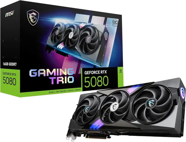 MSI GeForce RTX 5080 GAMING TRIO OC: 16GB GDDR7, 256-bit, Triple Fan Cooling