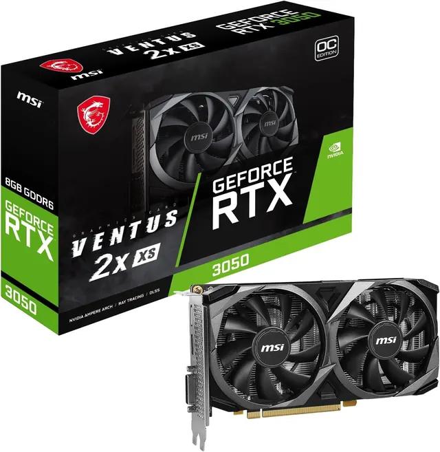 MSI GeForce RTX 3050 VENTUS 2X XS OC: 8GB GDDR6, 1807 MHz, 128-bit