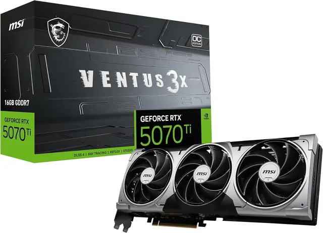 MSI GeForce RTX 5070 Ti VENTUS 3X OC: 16GB GDDR7, PCIe 5.0, Silver