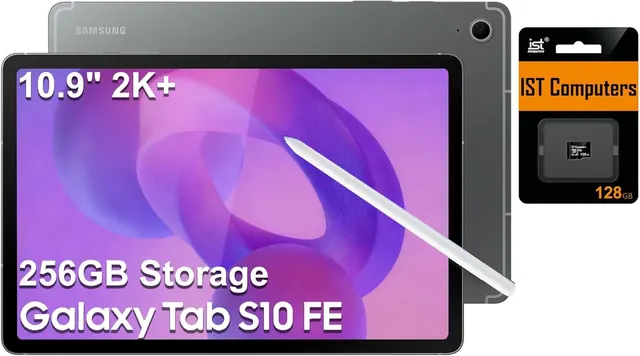 Samsung Galaxy Tab S10 FE 10.9" Android Tablet with 8GB RAM, 128GB Storage, 128GB SD Card and S Pen