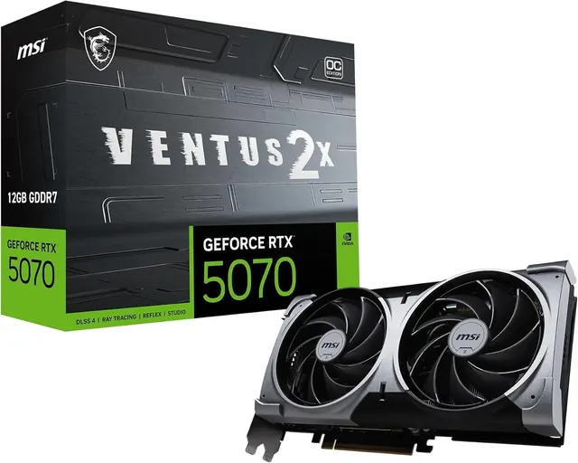 MSI GeForce RTX 5070 12G VENTUS 2X OC: 12GB GDDR7, PCIe 5.0, Silver