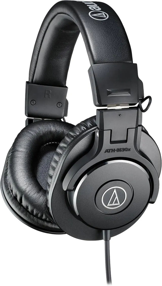 Audio-Technica ATH-M30x Professional Studio Monitor Headphones - Wired, 40 mm Drivers, Black