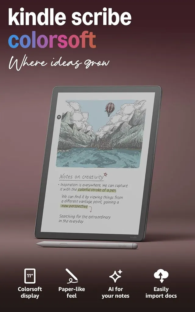 Amazon Kindle Scribe Colorsoft 64GB - 11” Color Display with Premium Pen
