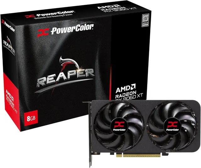 PowerColor Radeon RX 9060 XT REAPER: 8GB GDDR6, PCIe 5.0 x16, Black