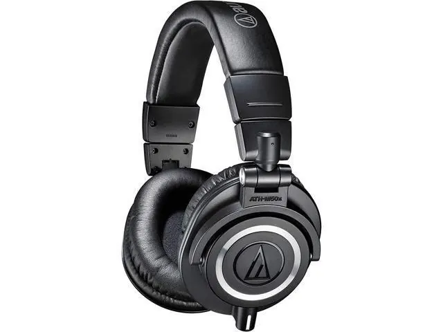 Audio-Technica ATH-M50X Professional Studio Monitor Headphones, Black, 45 mm Drivers, Detachable Cable