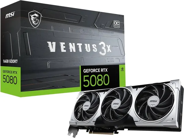 MSI GeForce RTX 5080 VENTUS 3X OC PLUS: 16GB GDDR7, PCIe 5.0, Triple Fan