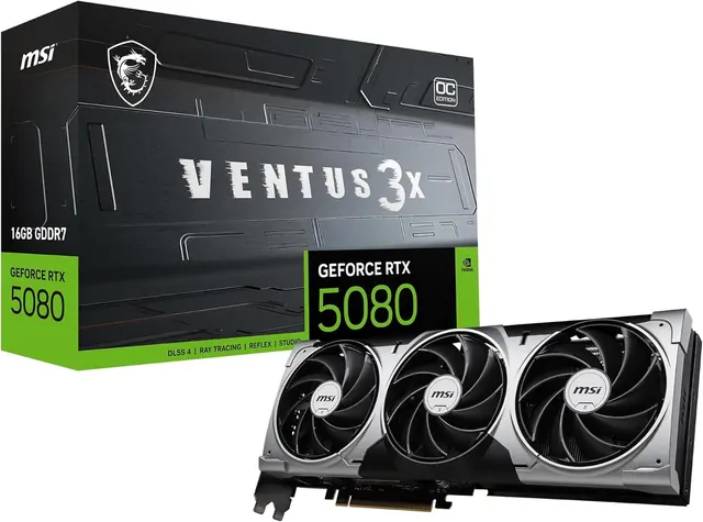MSI GeForce RTX 5080 VENTUS 3X OC: 16GB GDDR7, PCIe 5.0, Triple-Fan Cooling