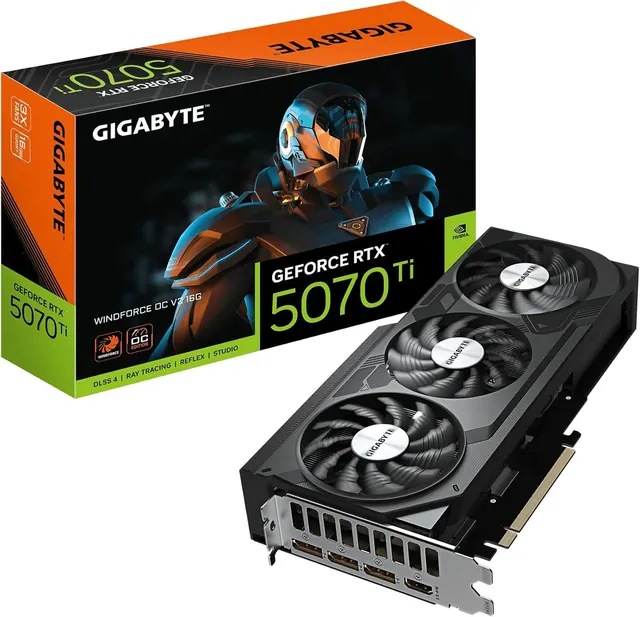 Gigabyte GeForce RTX 5070 Ti WINDFORCE OC V2: 16GB GDDR7, 256-bit, PCIe 5.0