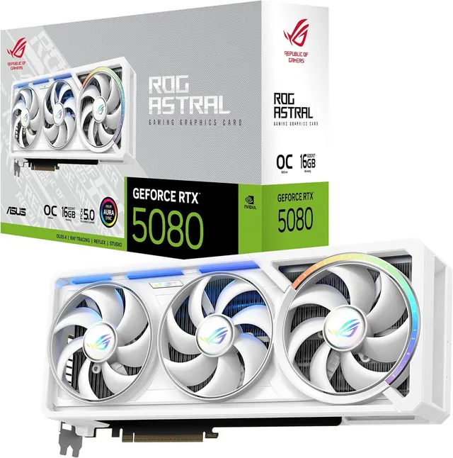 ASUS ROG Astral GeForce RTX 5080: 16GB GDDR7, White OC, PCIe 5.0