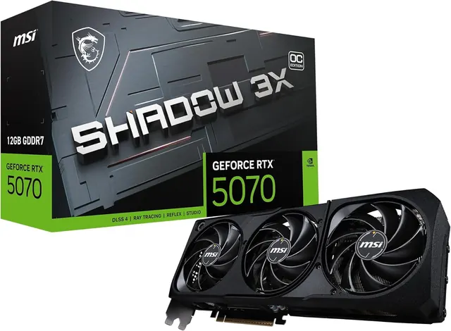 MSI GeForce RTX 5070 SHADOW 3X OC: 12GB GDDR7, PCIe 5.0, HDMI 2.1b, 3x DisplayPort 2.1b