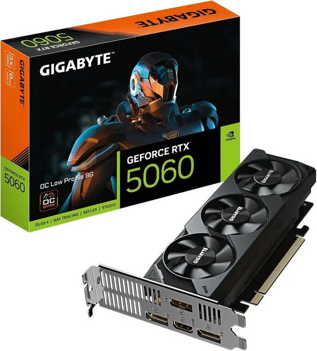 Gigabyte GeForce RTX 5060 OC Low Profile: 8GB GDDR7, 128-bit, GV-N5060OC-8GL