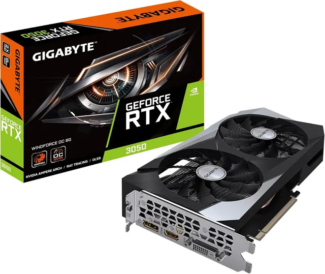 Gigabyte GeForce RTX 3050 WINDFORCE OC: 8GB GDDR6, GV-N3050WF2OC-8GD