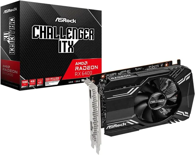 ASRock RX6400 CLI 4G: AMD Radeon RX 6400, 4GB GDDR6, PCIe 4.0, Challenger ITX