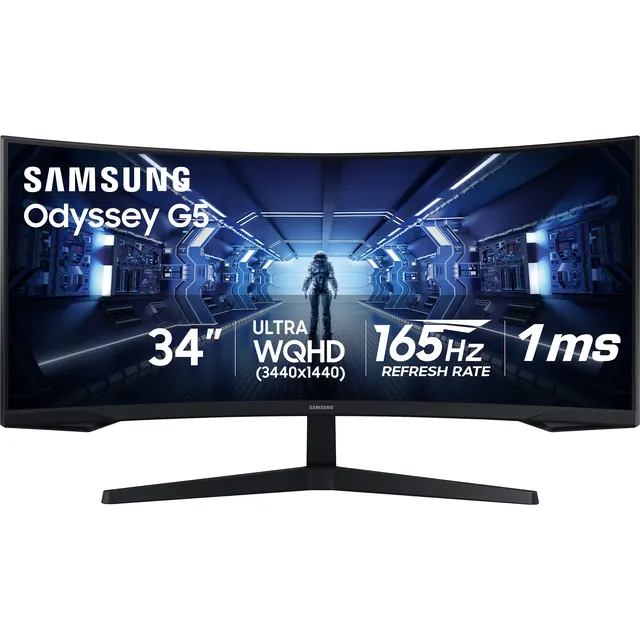 Samsung Odyssey G55T: 34-inch Ultra WQHD, 165Hz, Curved Display, Black