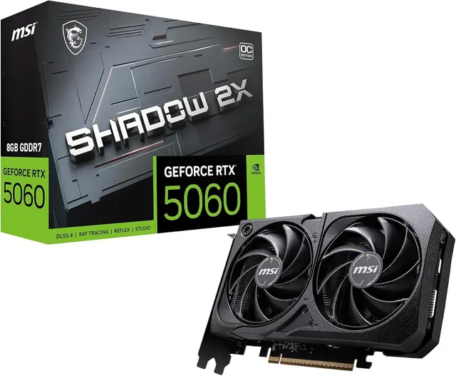 MSI GeForce RTX 5060 SHADOW 2X OC: 8GB GDDR7, Black, PCIe 5.0