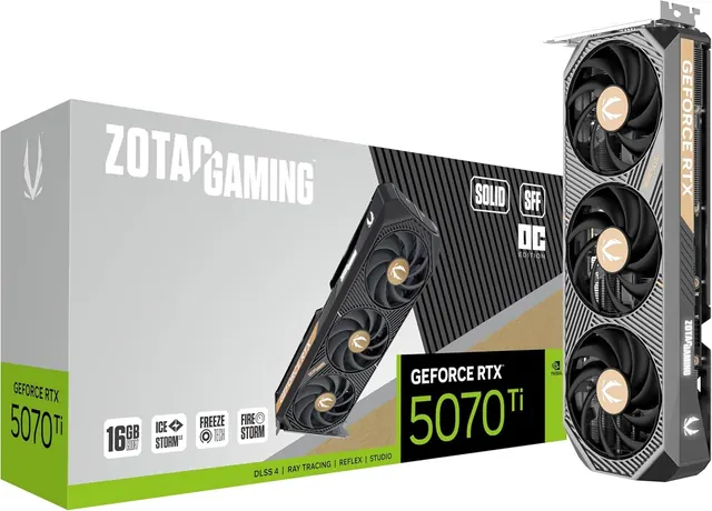 Zotac GAMING GeForce RTX 5070 Ti SOLID SFF OC: 16GB GDDR7, PCIe 5.0, 2-Slot Graphics Card