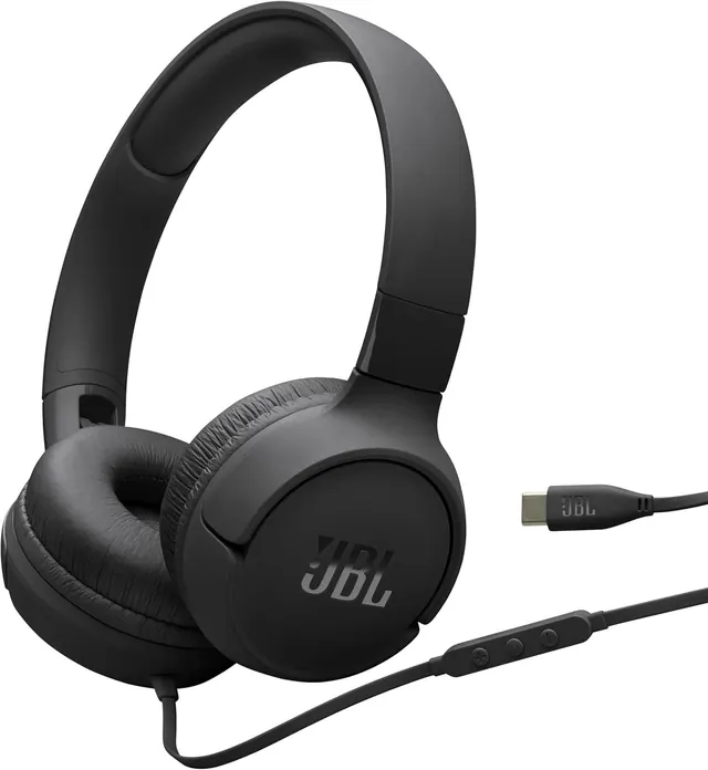 JBL Tune 520C USB-C Wired On-Ear Headphones with Hi-Res Audio, Pure Bass Sound and Mic