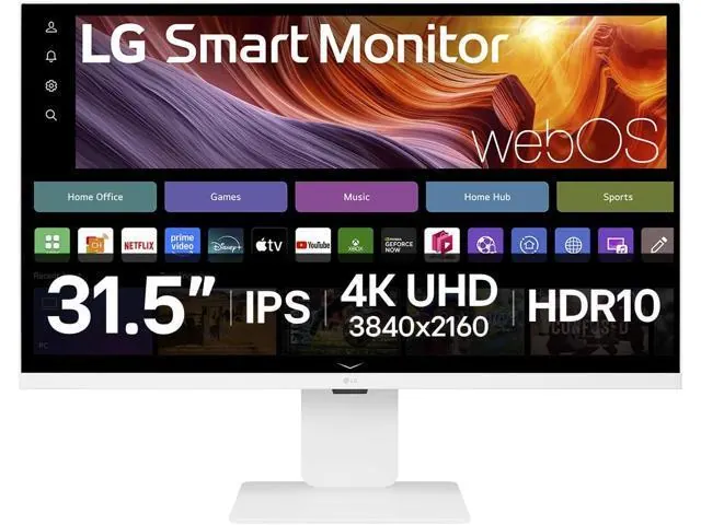 LG 32U830SA: 31.5-inch 4K UHD IPS Smart Monitor, USB-C 65W, White