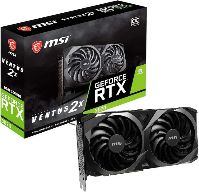 MSI GeForce RTX 3070 Ventus 2X OC: 8GB GDDR6, 256-bit, PCIe 4.0