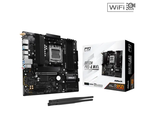 ASRock B850M PRO-A WIFI: Micro ATX, AM5, DDR5, Wi-Fi 6E