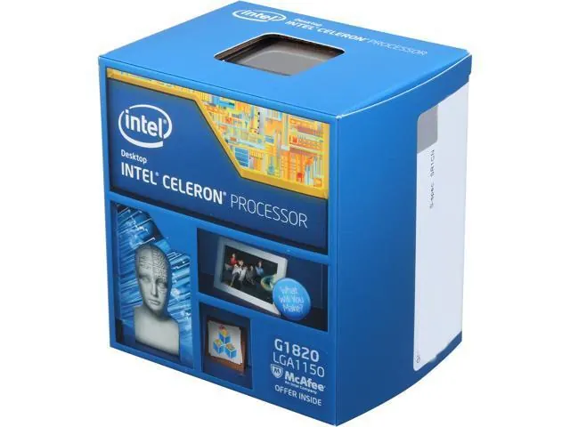 Intel Celeron G1820: 2.7 GHz, 53W, 2MB L3 Cache, Intel HD Graphics