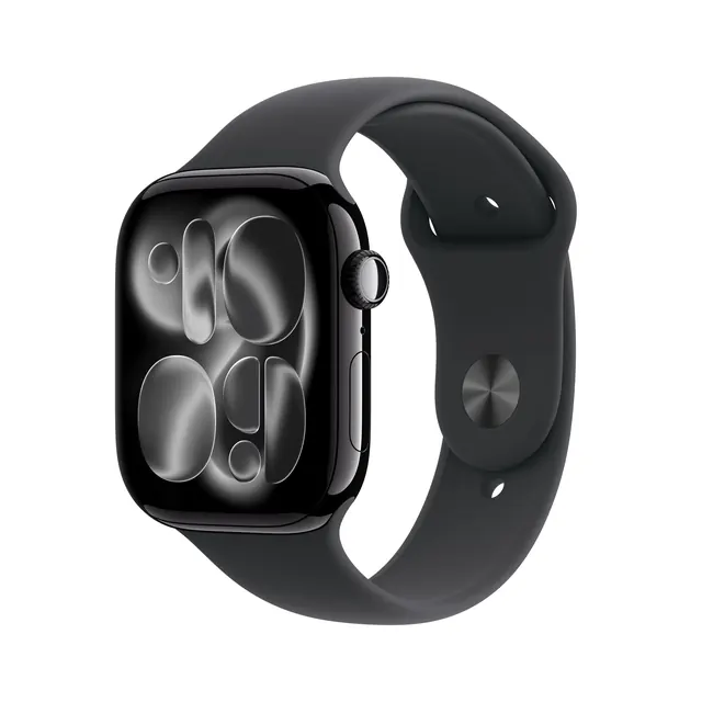 Apple Watch Series 11 GPS 46mm with Jet Black Aluminum Case and Black Sport Band M/L