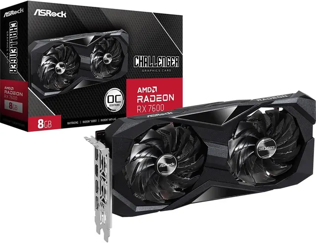 ASRock Radeon RX 7600 Challenger OC: 8GB GDDR6, PCIe 4.0 x8, Dual-Fan Cooling