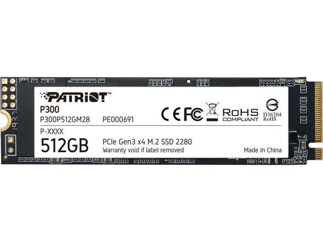 Patriot P300: 512GB, M.2 2280, PCIe Gen3 x4 NVMe SSD
