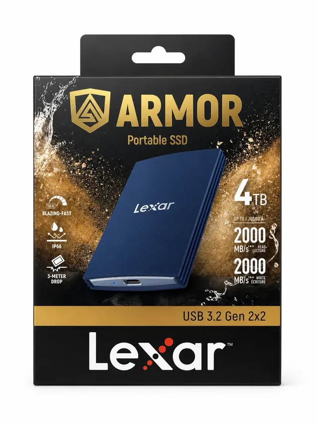 Lexar Armor 700 4TB Portable SSD with USB 3.2 Gen 2x2 and IP66 Protection