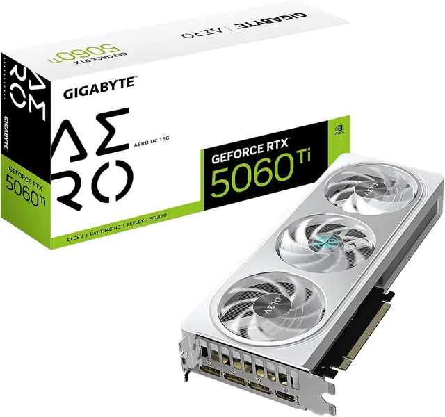 Gigabyte GeForce RTX 5060 Ti AERO OC: 16GB GDDR7, PCIe 5.0 x8, Silver
