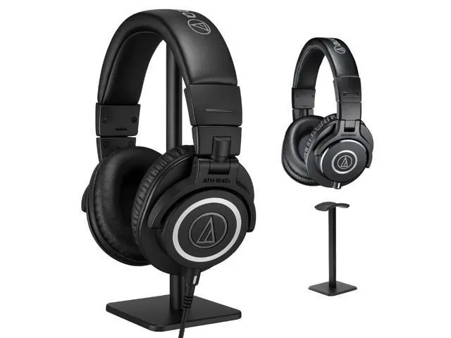 Audio-Technica ATH-M40x Professional Monitor Headphones with 40mm Drivers, Detachable Cables and Stand
