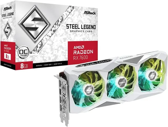 ASRock Radeon RX 7600 Steel Legend OC: 8GB GDDR6, 128-Bit, AMD RDNA 3