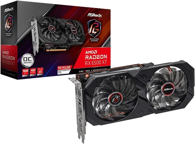 ASRock Radeon RX 6500 XT Phantom Gaming D OC: 4GB GDDR6, PCIe 4.0, Dual Fan