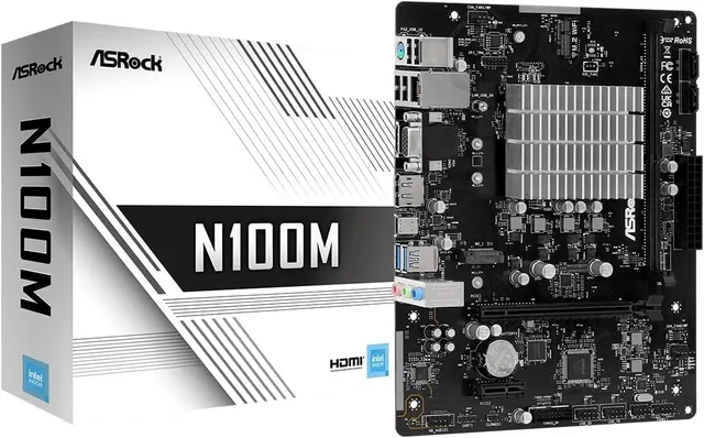 ASRock N100M: Intel N100, DDR4, Micro-ATX Motherboard