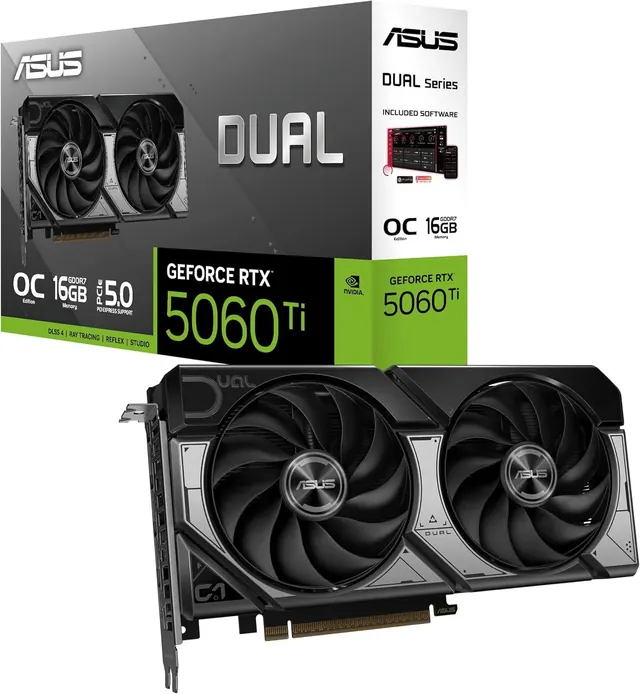 ASUS DUAL-RTX5060TI-O16G: GeForce RTX 5060 Ti, 16GB GDDR7, Dual OC