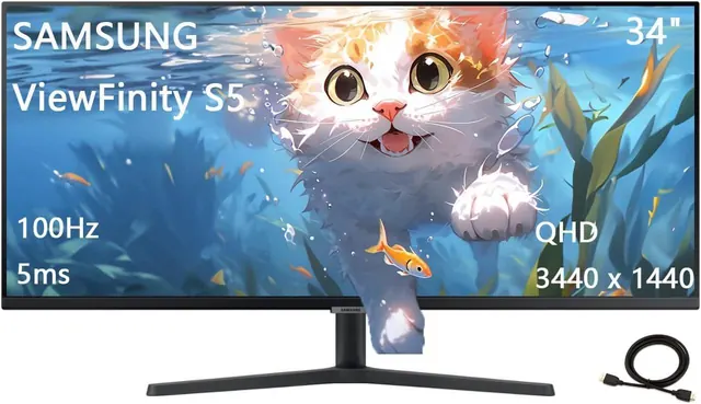 Samsung ViewFinity S5: 34-inch Ultra-WQHD 3440 x 1440, 100Hz, Black
