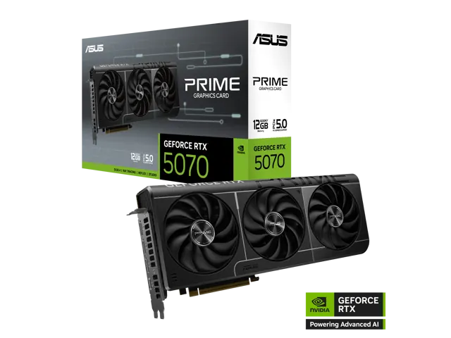 ASUS PRIME GeForce RTX 5070: 12GB GDDR7, PCIe 5.0 x16, Black