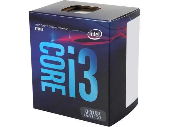 Intel Core i3-8100: 3.6 GHz, LGA 1151, Intel UHD Graphics 630