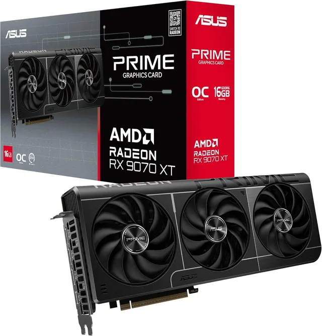 ASUS PRIME-RX9070XT-O16G: Radeon RX 9070 XT, 16GB GDDR6, PRIME OC