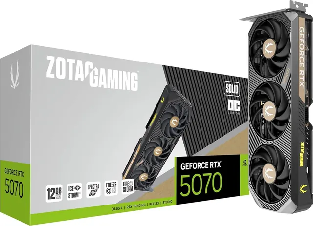 Zotac GAMING GeForce RTX 5070 SOLID OC: 12GB GDDR7, PCIe 5.0 x16, Gray