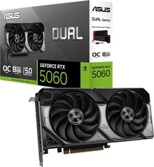 ASUS Dual GeForce RTX 5060 DUAL OC: 8GB GDDR7, PCIe 5.0 x8, Black
